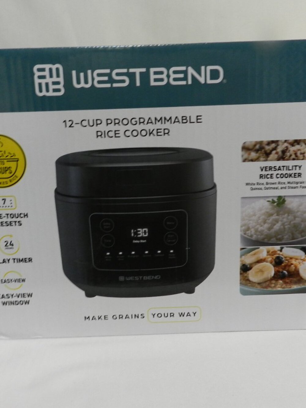 West Bend 12 Cup Multi-Function Rice Grain Cooker spoon measuring cup Black NEW